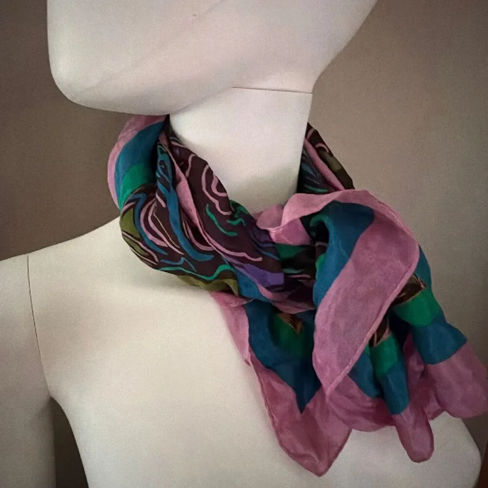 Honey Silk Scarf Purple Green Gold